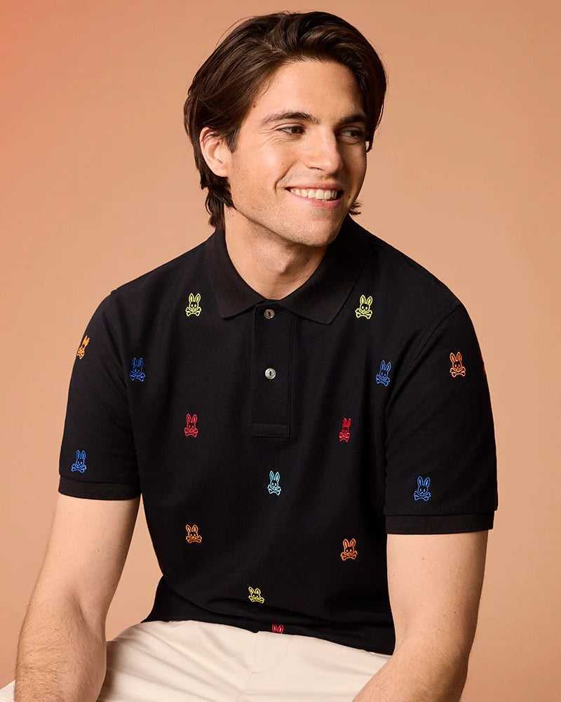 Polos Psycho Bunny Bonham Pique Polo Noir Homme | RNN-41714143